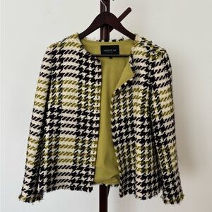 Lafayette 148 New York Houndstooth Blazer - Black, White, Olive